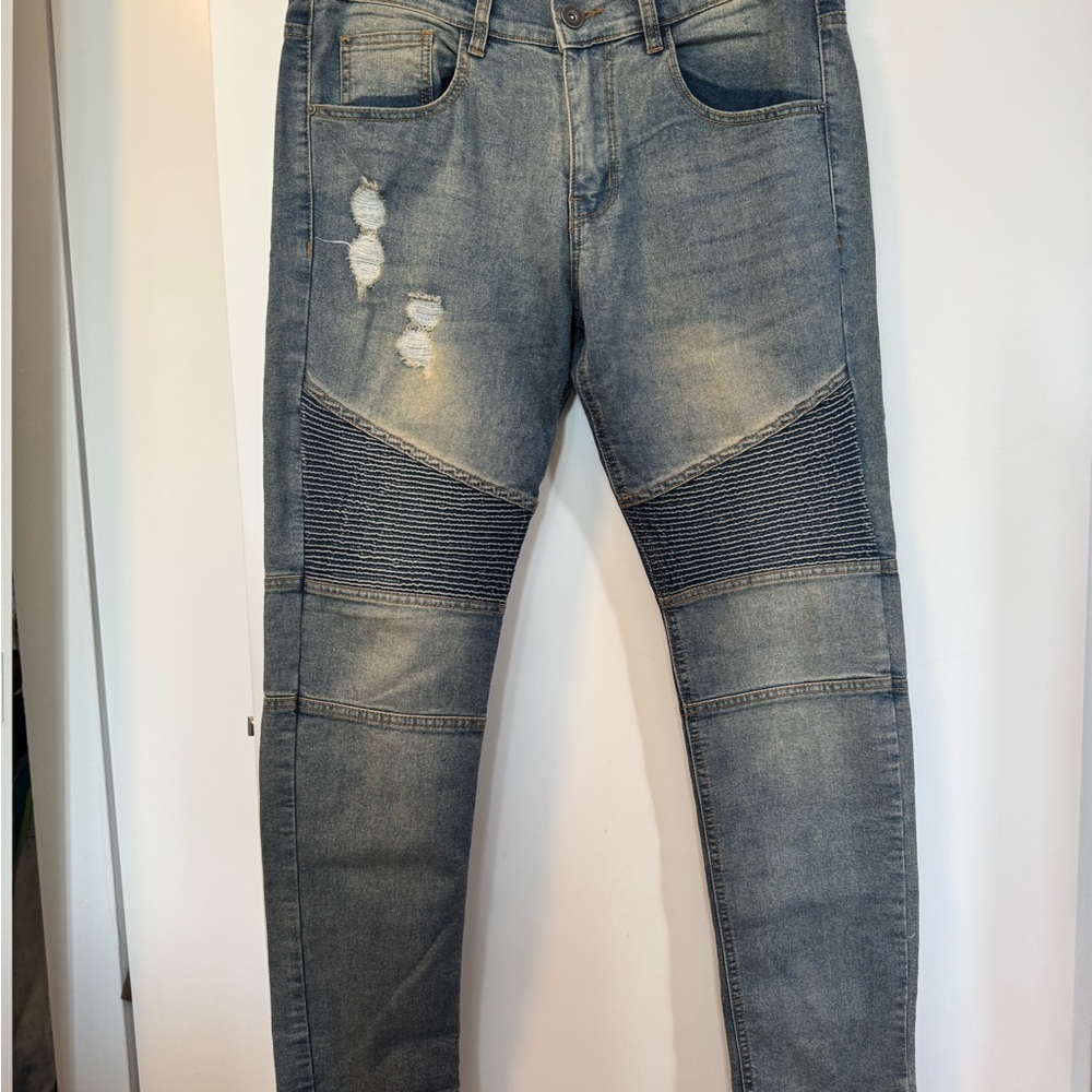 Fashion Nova Blue Skinny Moto Jeans